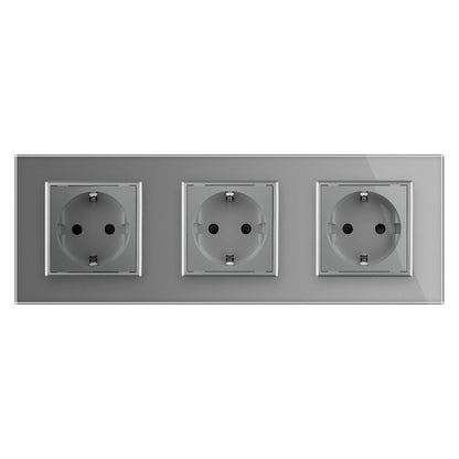 Livolo dreier Steckdose mit Glasblende in Grau