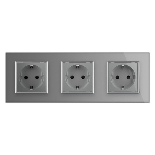 Livolo dreier Steckdose mit Glasblende in Grau