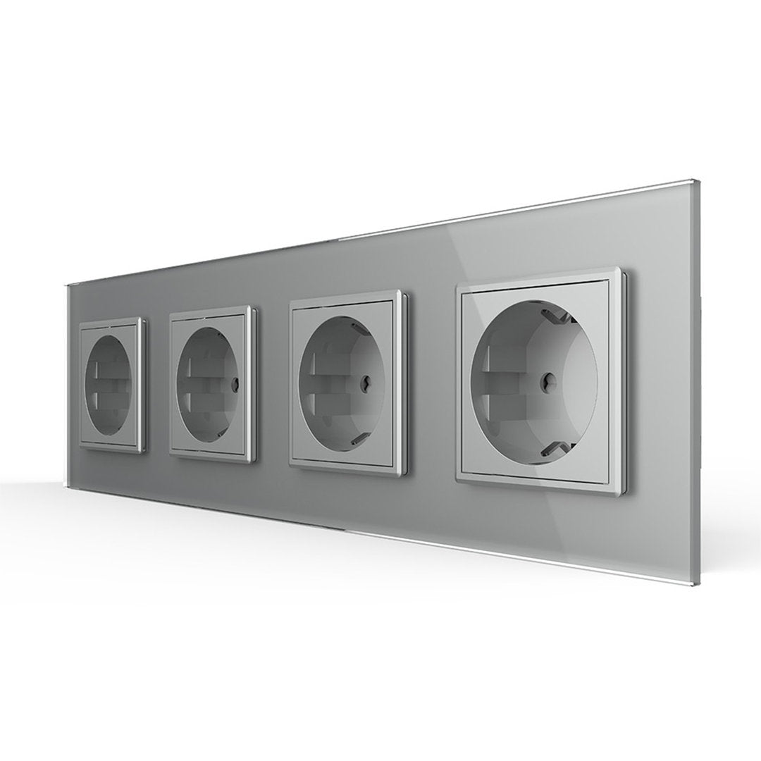 Livolo vierer Steckdose mit Glasblende in Grau