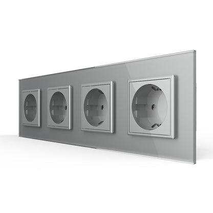 Livolo vierer Steckdose mit Glasblende in Grau