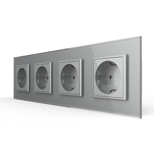 Livolo vierer Steckdose mit Glasblende in Grau