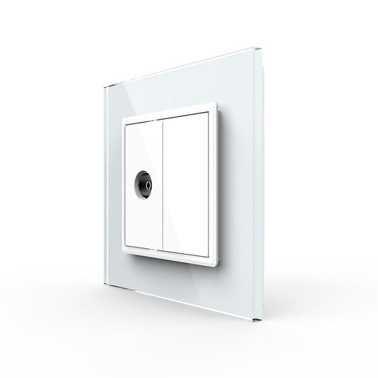 Livolo einfaches, weißes TV-Modul mit Glasrahmen