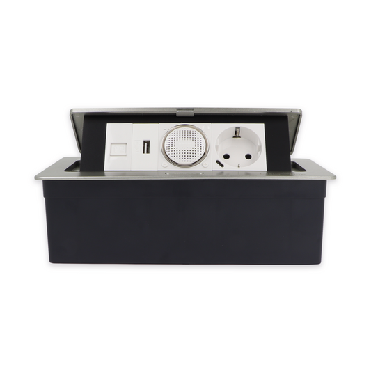 Tischsteckdose m. Lautsprecher, Steckdose, USB-A/C + LAN FZP517