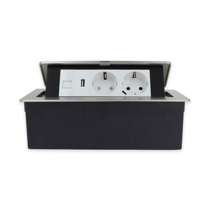 Tischsteckdose m. Steckdose + USB-A/C + LAN FZP517