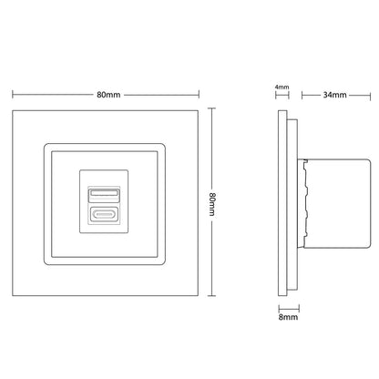 Livolo USB-Modul inkl. USB-C und USB-A mit Glasblende in Weiß/ Schwarz