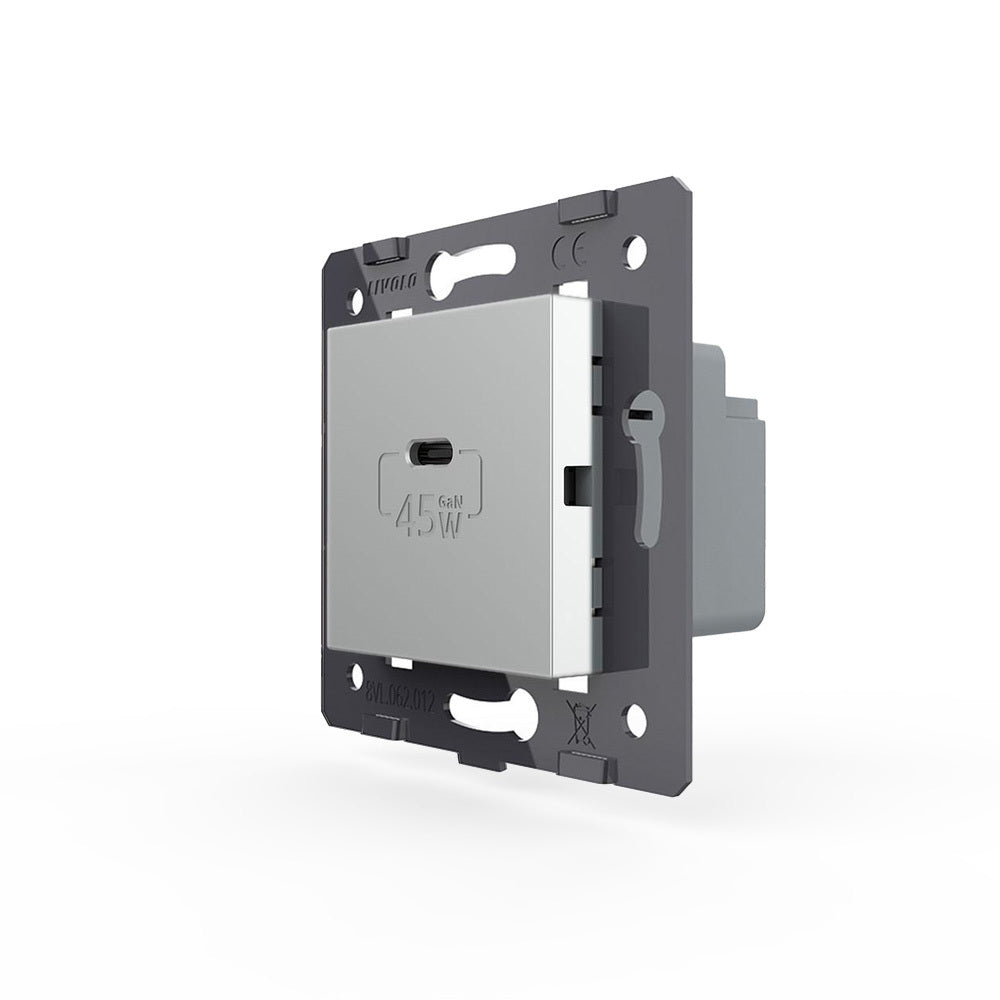 Livolo Modul USB-C Schnellladegerät 45W Grau VL-FCUC-2IP-M