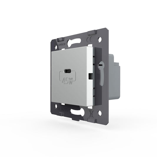 Livolo Modul USB-C Schnellladegerät 45W Grau VL-FCUC-2IP-M