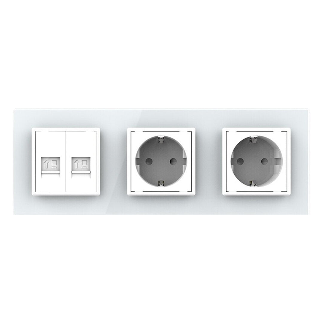 Livolo 2 Steckdosen und 2 Netzwerk-Module inkl. Glasblende in Weiß