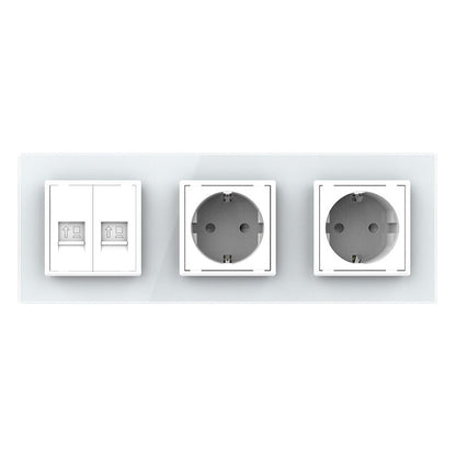 Livolo 2 Steckdosen und 2 Netzwerk-Module inkl. Glasblende in Weiß