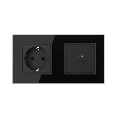 Livolo USB-C 45W Schnellladegerät + Steckdose inkl. Glasrahmen Schwarz