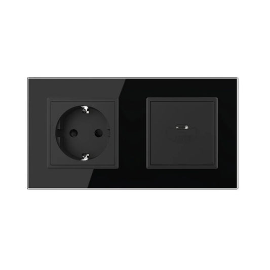 Livolo USB-C 45W Schnellladegerät + Steckdose inkl. Glasrahmen Schwarz