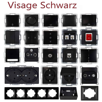 VISAGE Schwarz UP Schalterprogramme, Schuko Steckdosen, Schalter, Taster, Jalousie, Dimmer,
