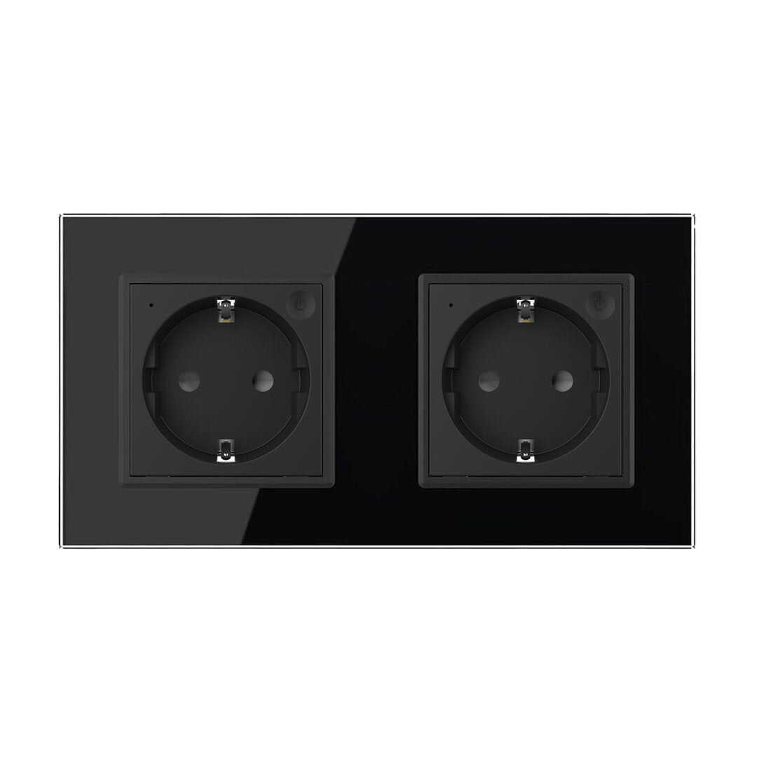 LIVOLO 2 Module EC Steckdose mit Glasrahmen in Schwarz