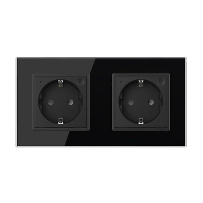 LIVOLO 2 Module EC Steckdose mit Glasrahmen in Schwarz
