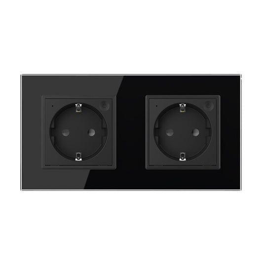LIVOLO 2 Module EC Steckdose mit Glasrahmen in Schwarz