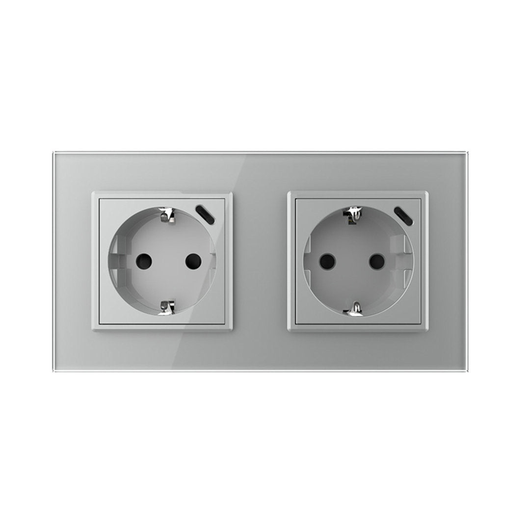 Livolo graue, zweifache Steckdose mit USB-C 18W