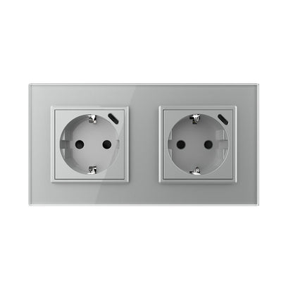 Livolo graue, zweifache Steckdose mit USB-C 18W