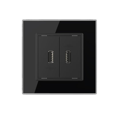 Zweifaches, schwarzes USB-Modul m. Glasblende