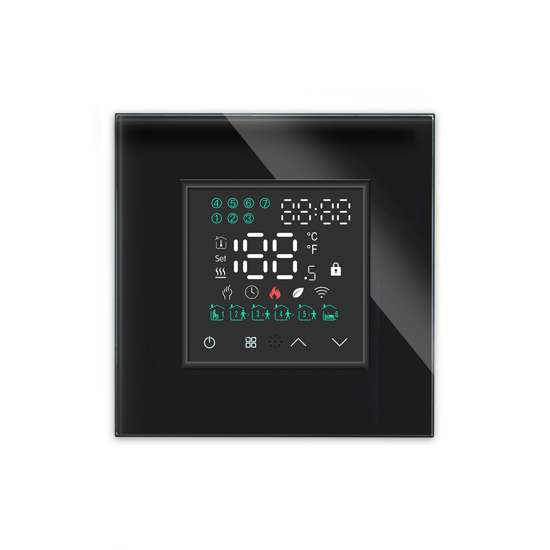 WLAN-fähiges Raumthermostat für Fußbodenheizungen in schwarz
