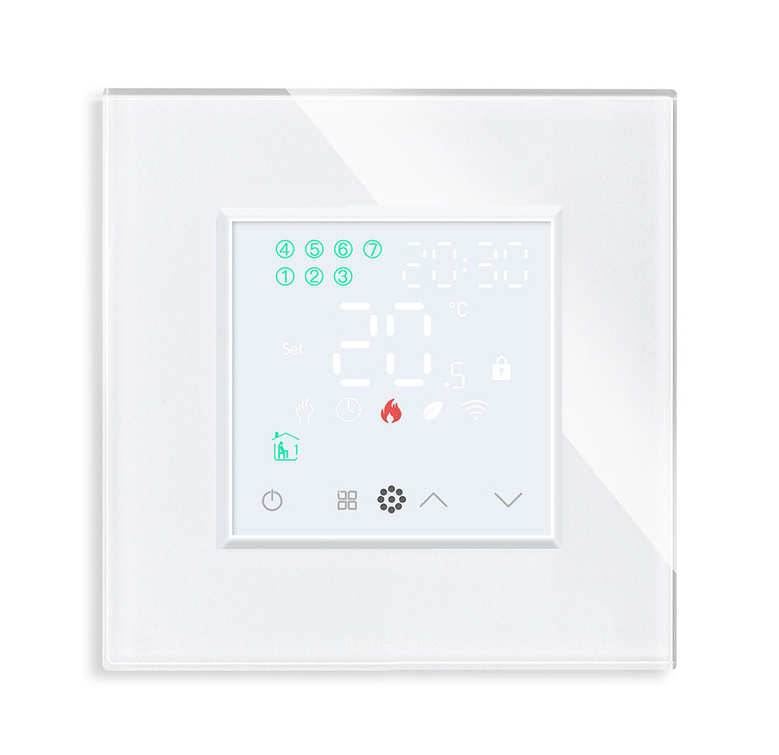 WLAN-fähiges Raumthermostat für Fußbodenheizungen in weiß
