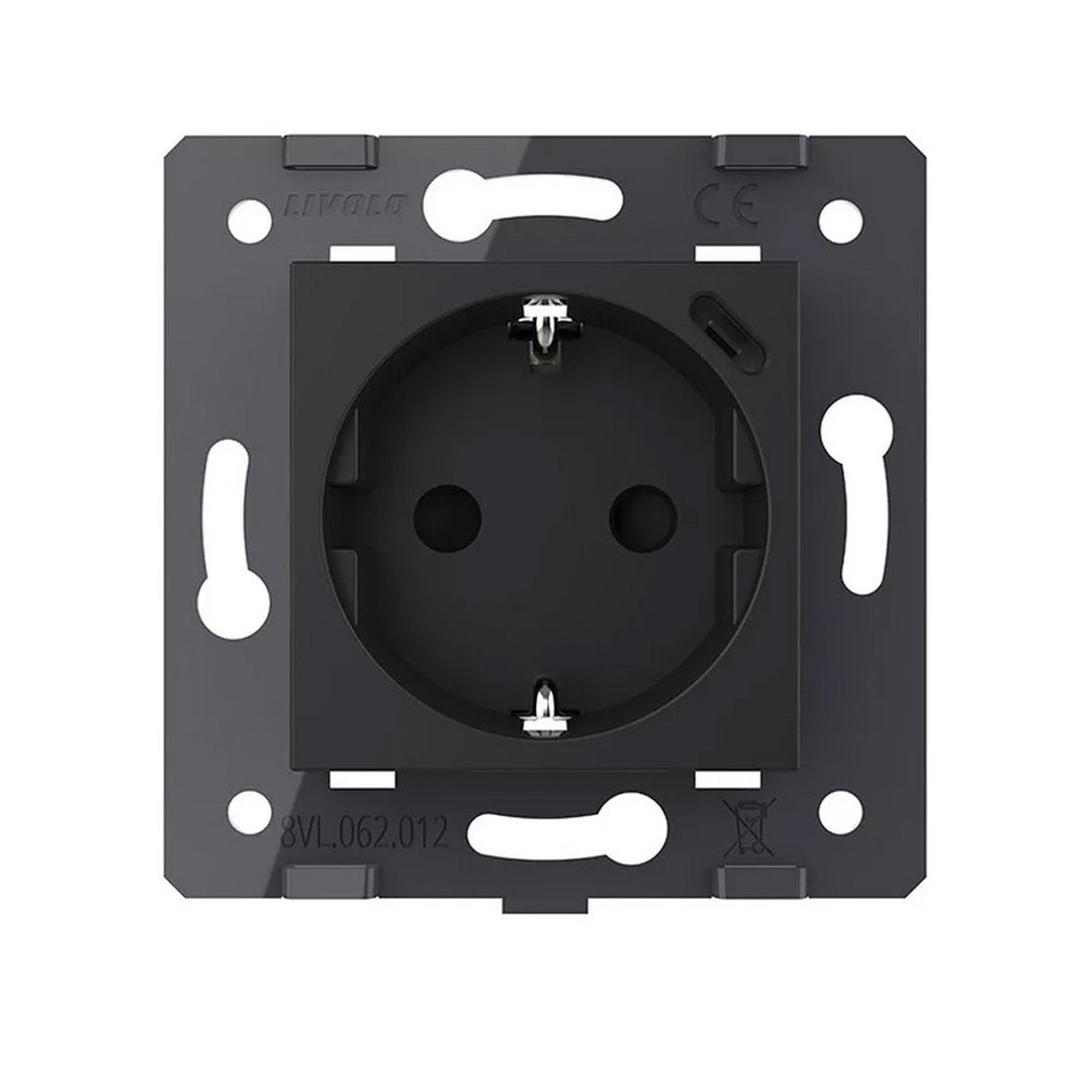 Livolo schwarzes Steckdosen-Modul mit USB-C