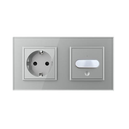 Livolo Steckdose und Bewegungsmelder Touch-Schalter Glasblende in Grau