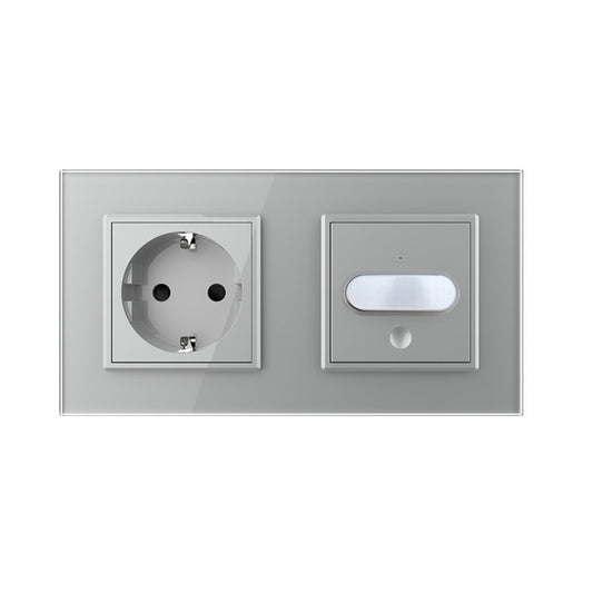 Livolo Steckdose und Bewegungsmelder Touch-Schalter Glasblende in Grau