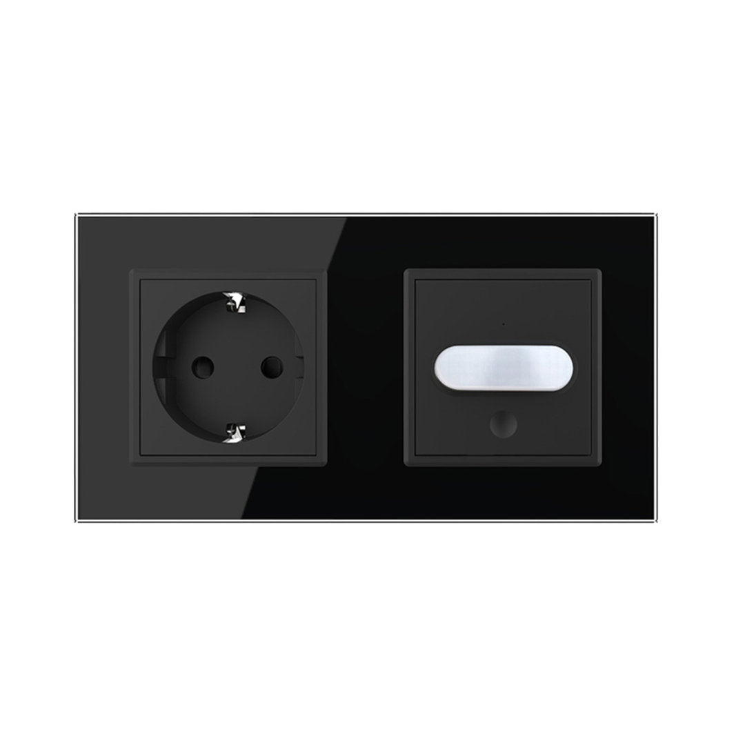 Livolo Steckdose und Bewegungsmelder Touch-Schalter Glasblende Schwarz