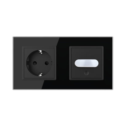 Livolo Steckdose und Bewegungsmelder Touch-Schalter Glasblende Schwarz