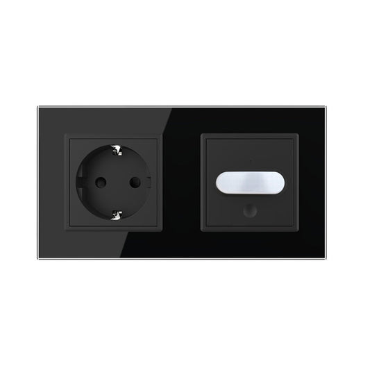 Livolo Steckdose und Bewegungsmelder Touch-Schalter Glasblende Schwarz
