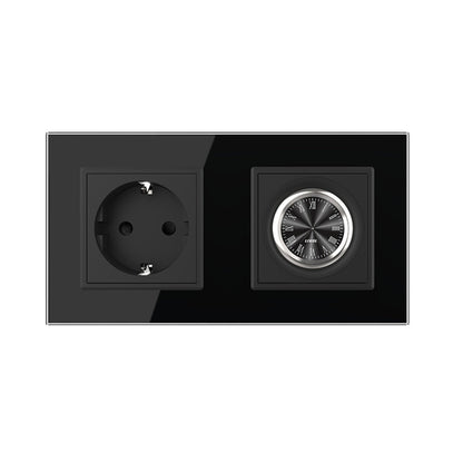 Livolo Steckdose und Wanduhr inkl. Glasrahmen in Schwarz