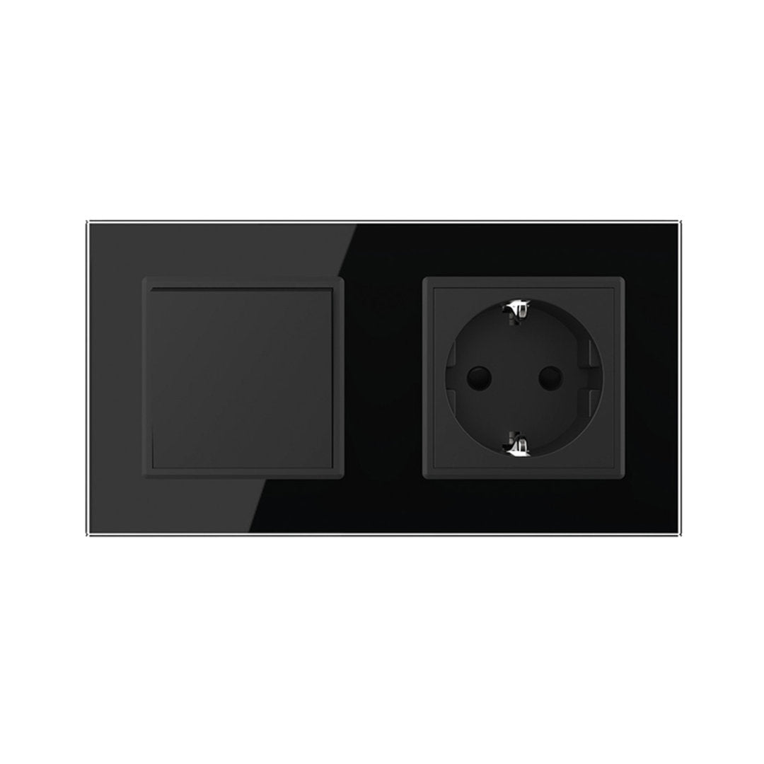 Livolo Taster und Steckdose inkl. Glasblende in Schwarz