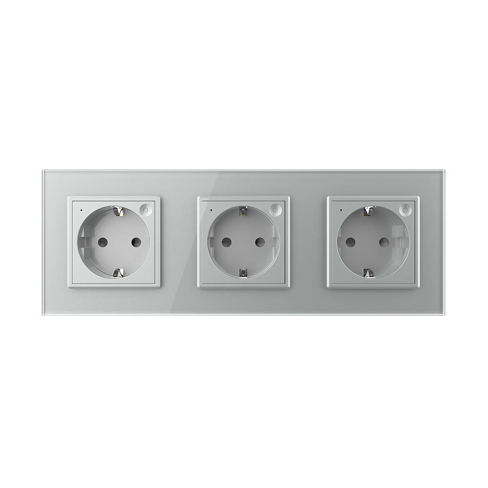 LIVOLO 3 Module EC Steckdose mit Glasrahmen in Grau