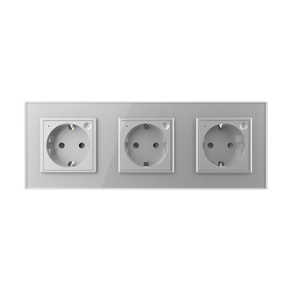 LIVOLO 3 Module EC Steckdose mit Glasrahmen in Grau