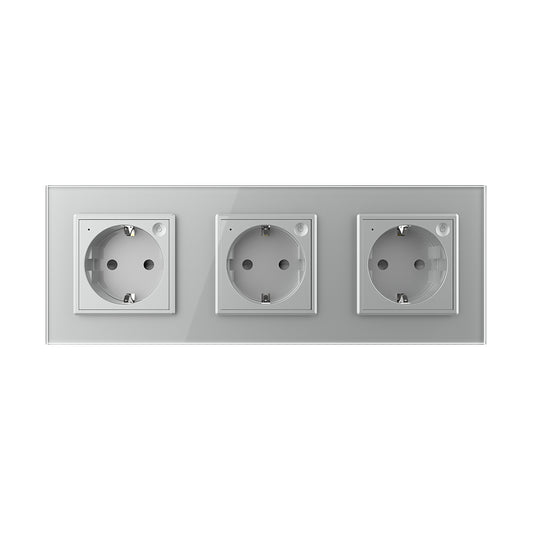 LIVOLO 3 Module EC Steckdose mit Glasrahmen in Grau