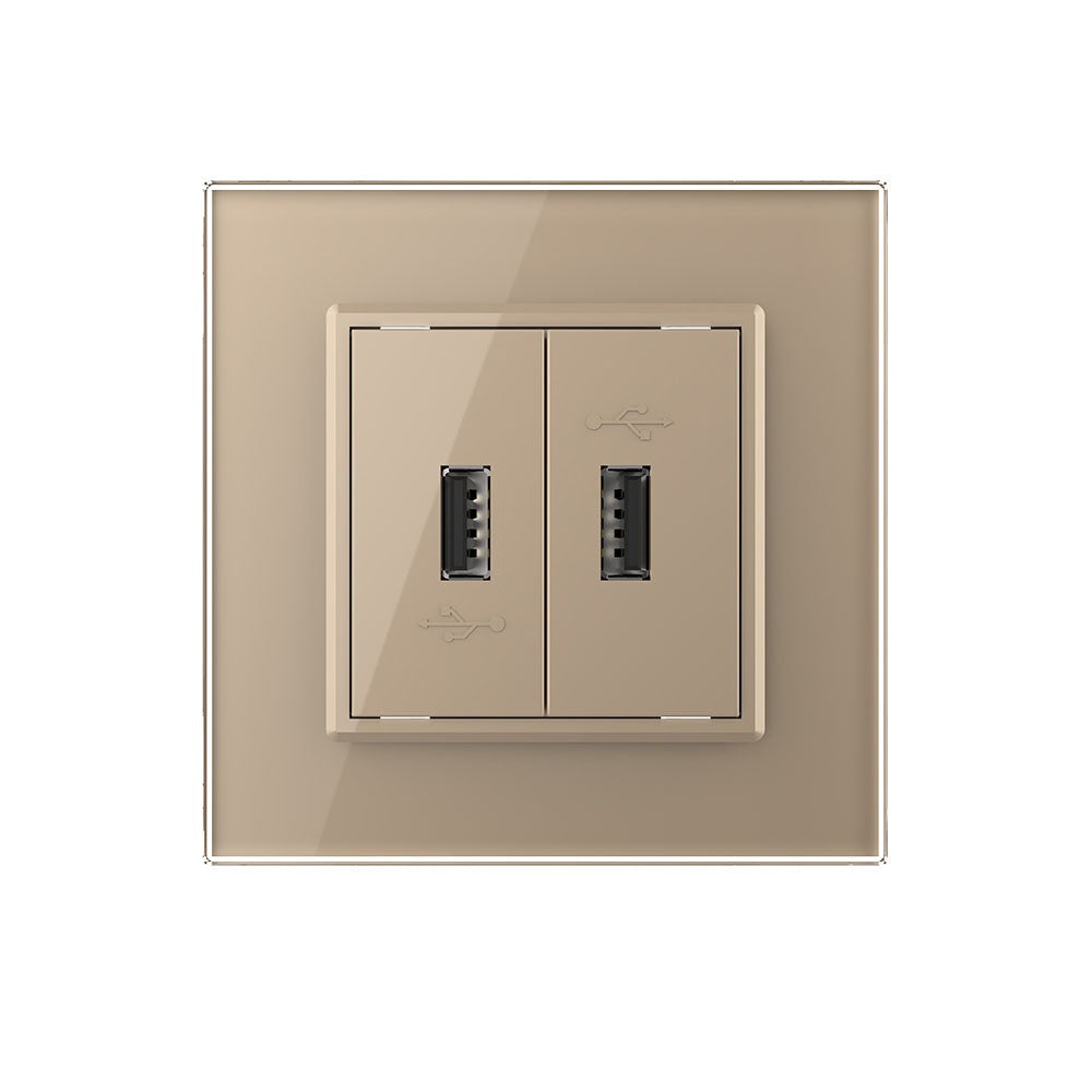 Zweifaches, goldenes USB-Modul m. Glasblende