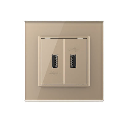 Zweifaches, goldenes USB-Modul m. Glasblende
