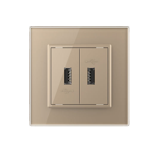 Zweifaches, goldenes USB-Modul m. Glasblende