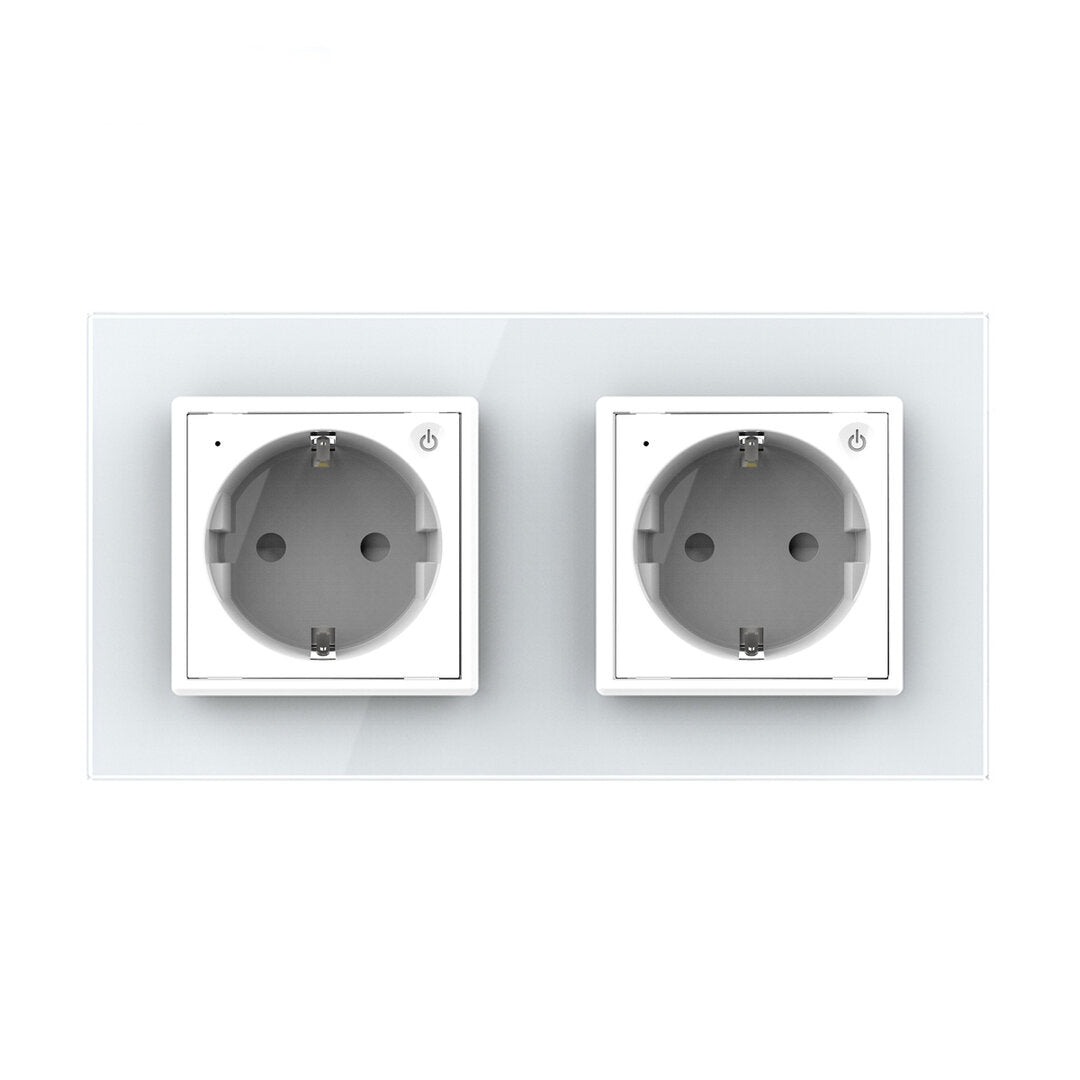 LIVOLO 2 Module EC Steckdose mit Glasrahmen in Weiß