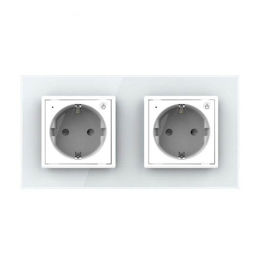 LIVOLO 2 Module EC Steckdose mit Glasrahmen in Weiß
