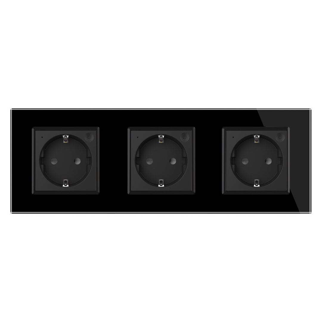 LIVOLO 3 Module EC Steckdose mit Glasrahmen in Schwarz
