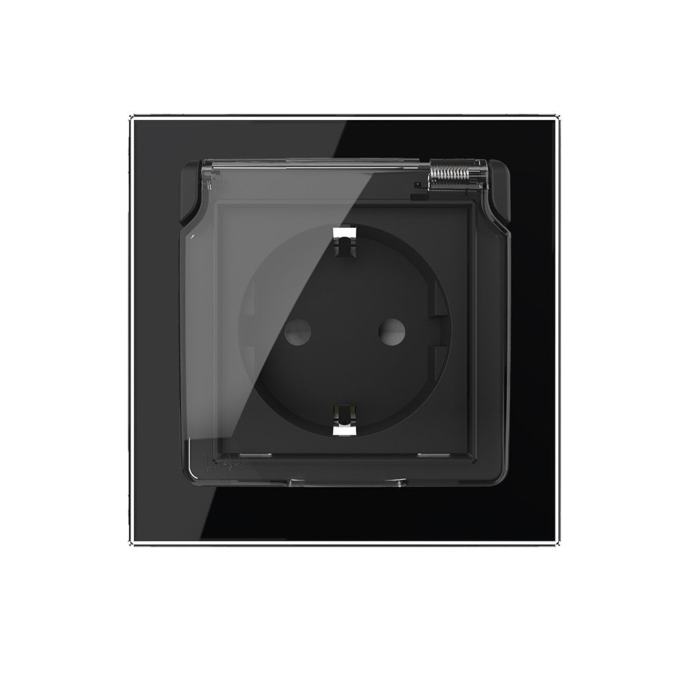 Livolo Steckdose inklusive Schutzabdeckung mit Glasblende in Schwarz