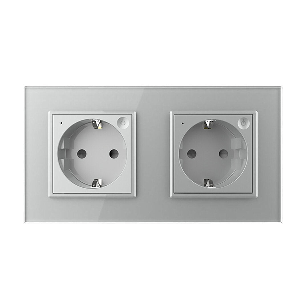 LIVOLO 2 Module EC Steckdose mit Glasrahmen in Grau