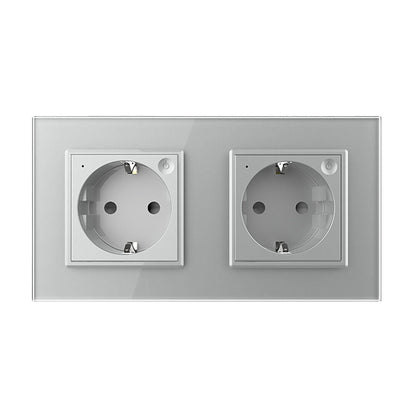 LIVOLO 2 Module EC Steckdose mit Glasrahmen in Grau