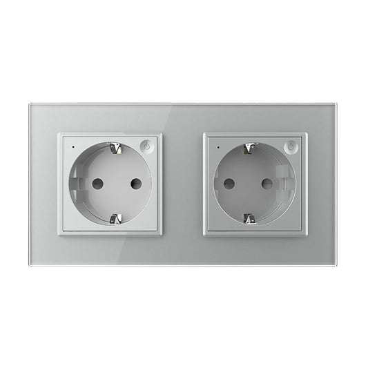 LIVOLO 2 Module EC Steckdose mit Glasrahmen in Grau
