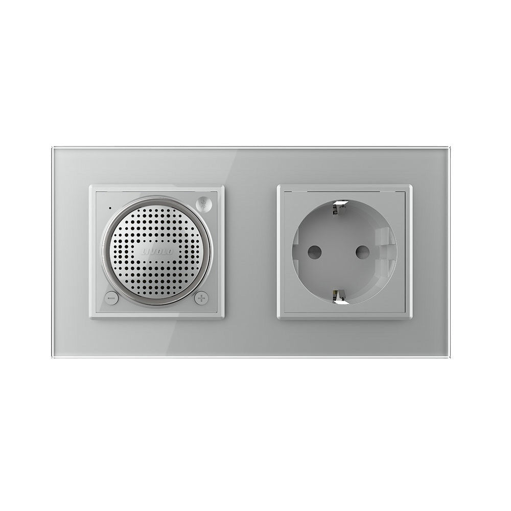 Livolo Bluetooth Lautsprecher + Steckdose inkl. Glasrahmen Grau
