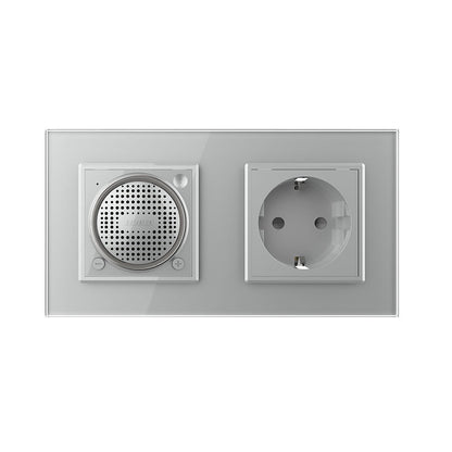 Livolo Bluetooth Lautsprecher + Steckdose inkl. Glasrahmen Grau