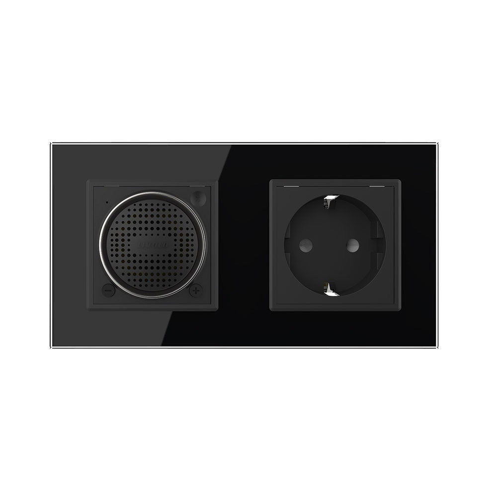 Livolo Bluetooth Lautsprecher + Steckdose inkl. Glasrahmen Schwarz