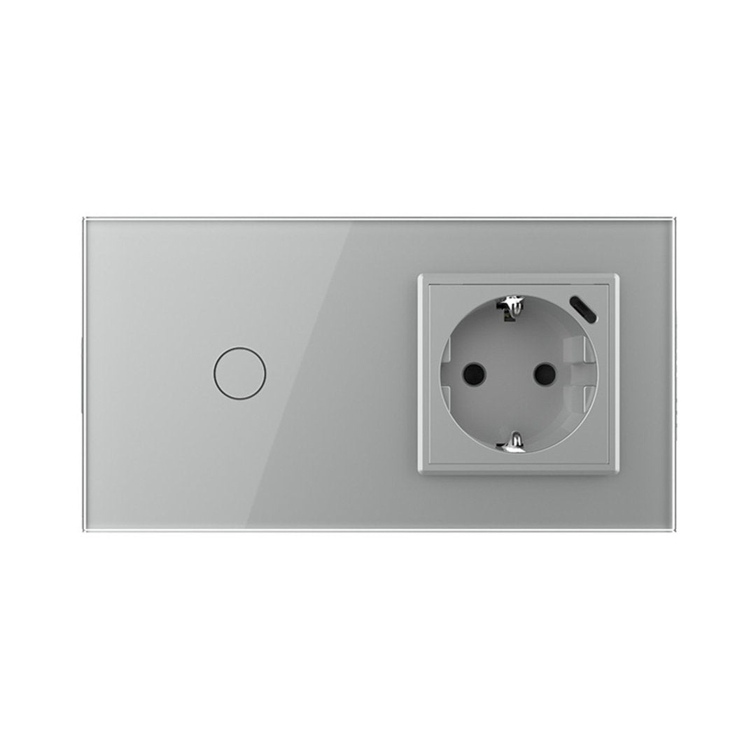 Livolo Lichtschalter mit Steckdose + USB-C in Grau