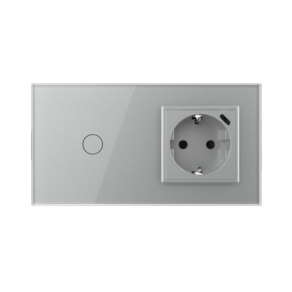 Livolo Lichtschalter mit Steckdose + USB-C in Grau